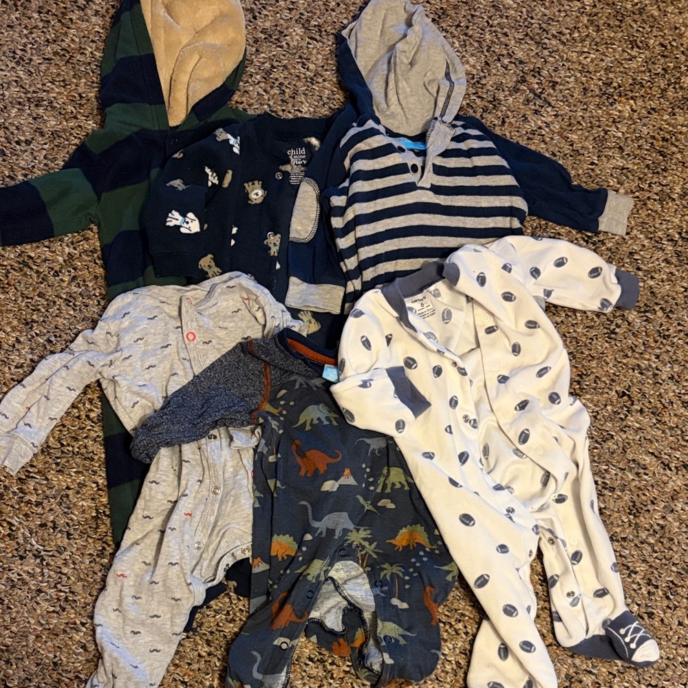 Mixed Baby One-Piece Set in Navy, Gray, Cream and Green